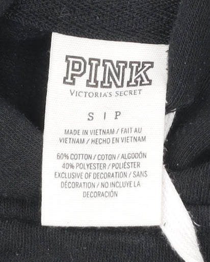 Victoria’s Secret PINK Women’s Black Pullover Hoodie S Sequin Logo