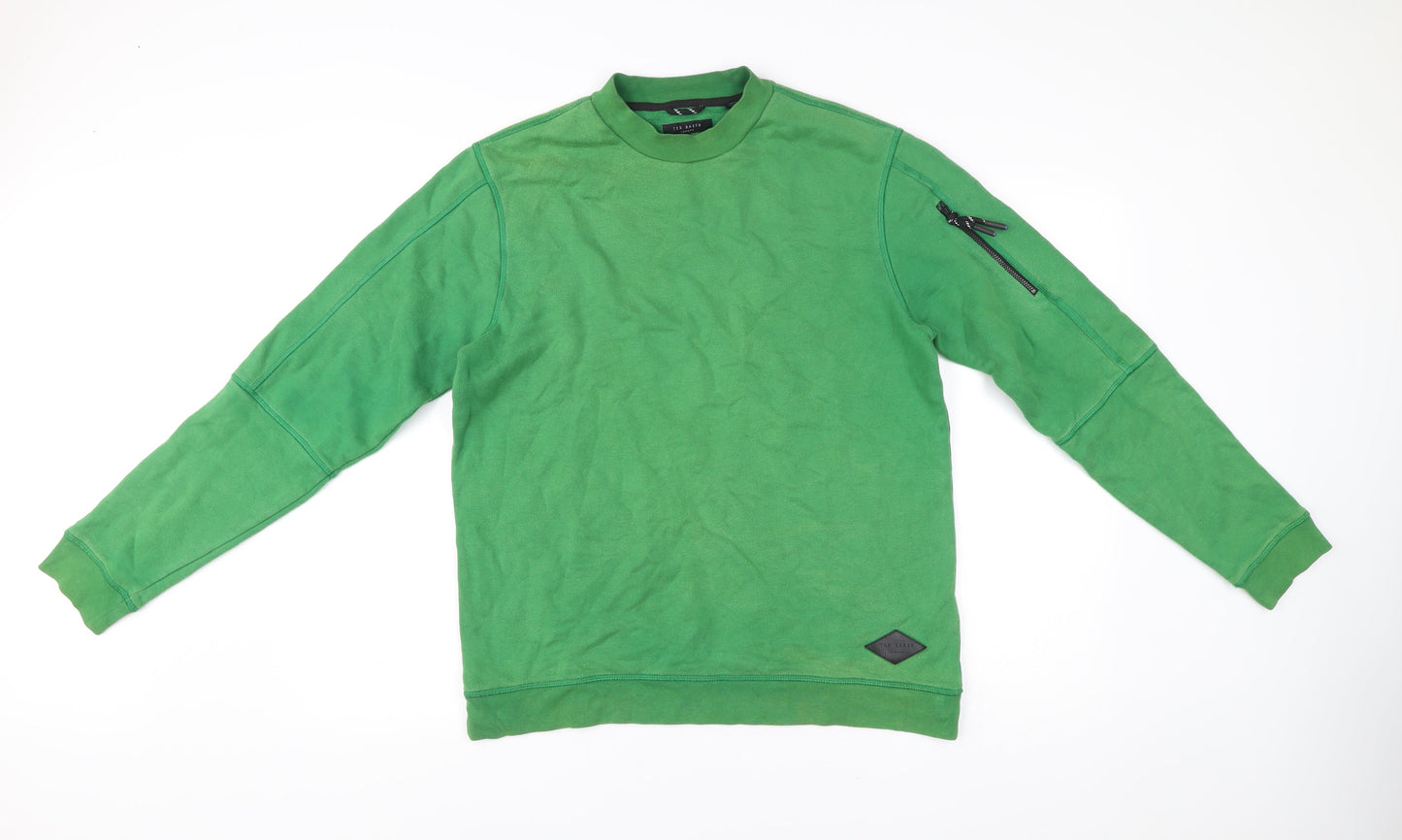 Ted Baker Mens Green Sweatshirt M Pullover Crew Neck Long Sleeve