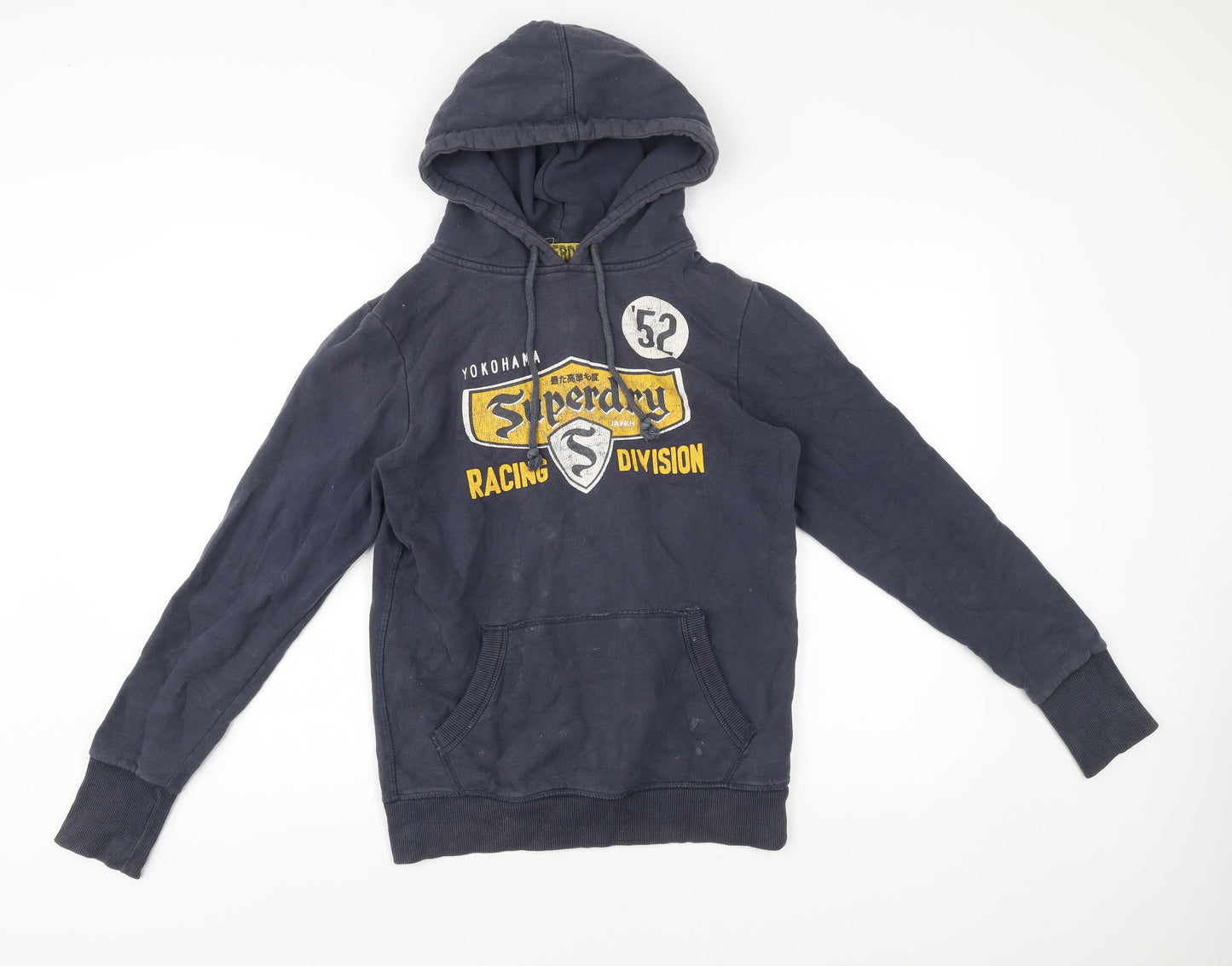 Superdry Mens Blue Pullover Hoodie Medium Racing Division Graphic