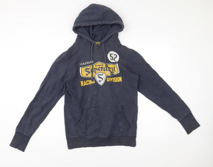 Superdry Mens Blue Pullover Hoodie Medium Racing Division Graphic