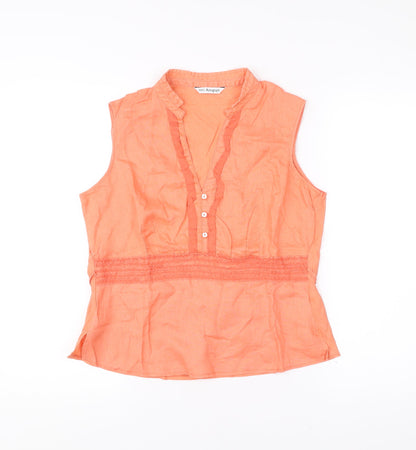 Marks and Spencer Autograph Women’s Orange Linen Cotton Blouse UK 14