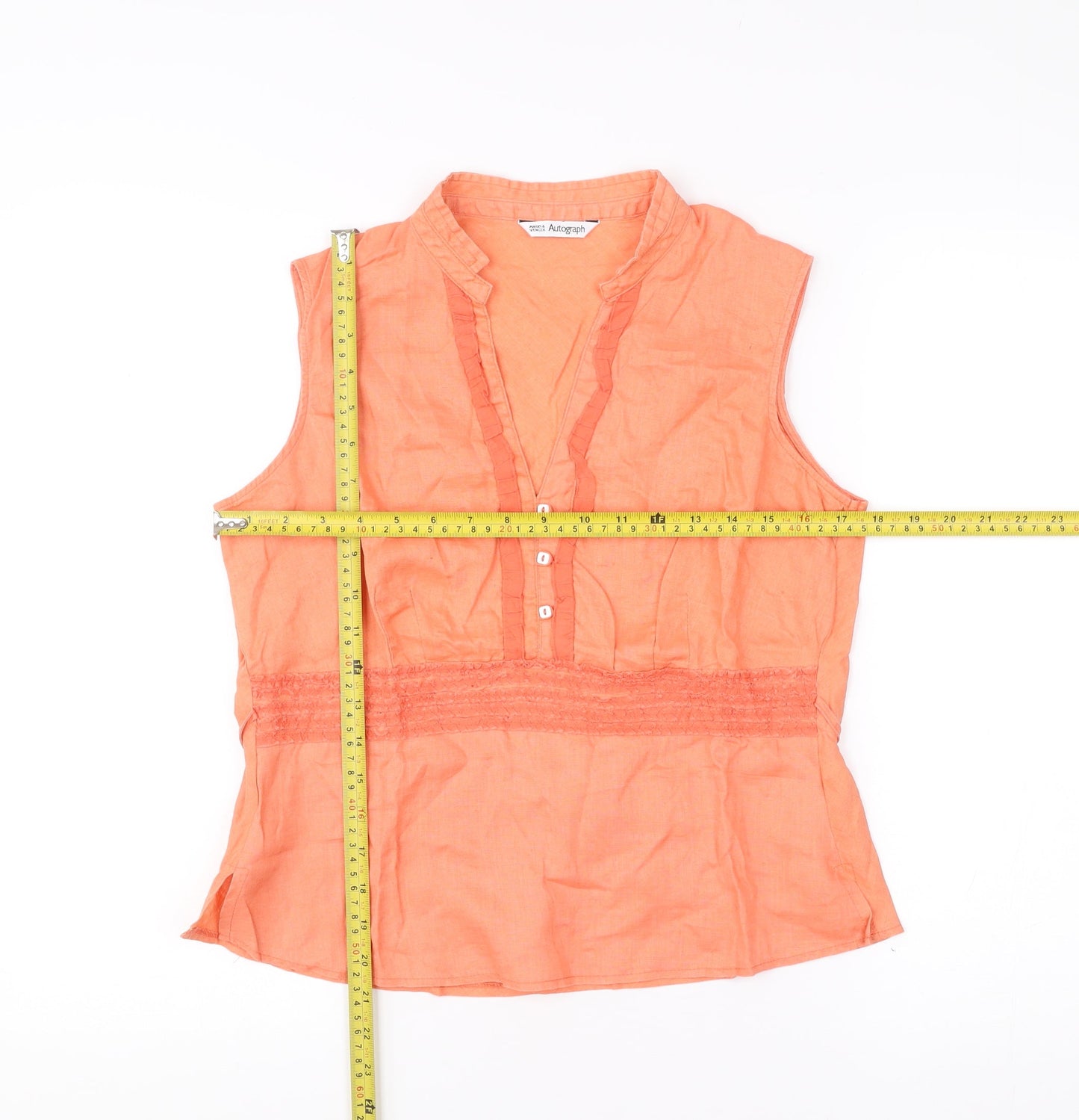 Marks and Spencer Autograph Women’s Orange Linen Cotton Blouse UK 14