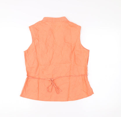 Marks and Spencer Autograph Women’s Orange Linen Cotton Blouse UK 14