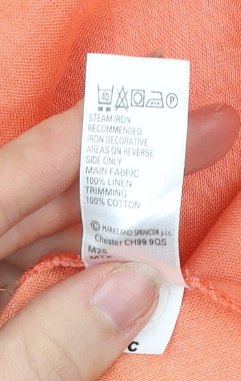 Marks and Spencer Autograph Women’s Orange Linen Cotton Blouse UK 14