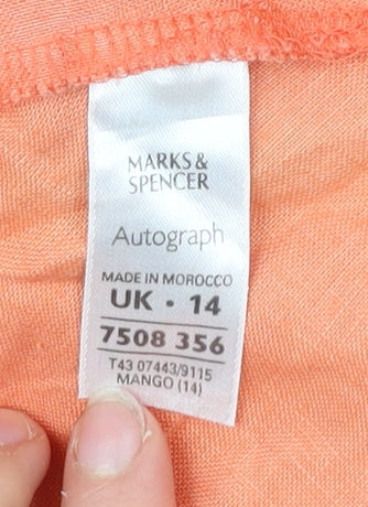 Marks and Spencer Autograph Women’s Orange Linen Cotton Blouse UK 14