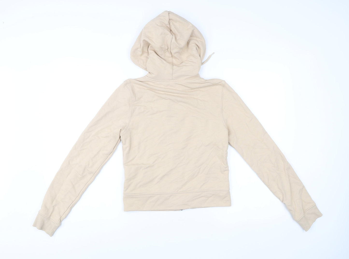 H&M Women Beige Full Zip Hoodie Sweatshirt Size S Cotton Blend