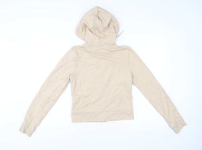 H&M Women Beige Full Zip Hoodie Sweatshirt Size S Cotton Blend