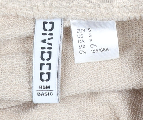 H&M Women Beige Full Zip Hoodie Sweatshirt Size S Cotton Blend