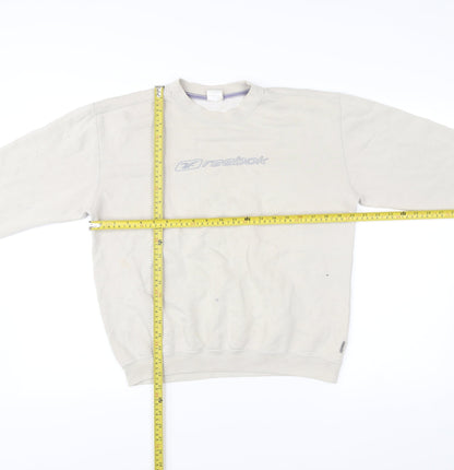 Reebok Boys Beige Pullover Sweatshirt 14 Years Logo Crew Neck Vintage