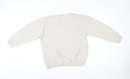 Reebok Boys Beige Pullover Sweatshirt 14 Years Logo Crew Neck Vintage