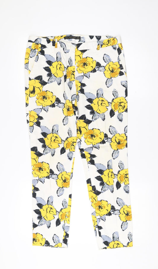Womens UK Size 10 Zara Slim Fit Chino Multicoloured Trousers