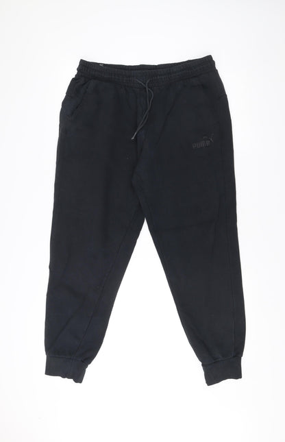 Puma Mens Black L Jogger Sweatpants Elastic Waist Pockets