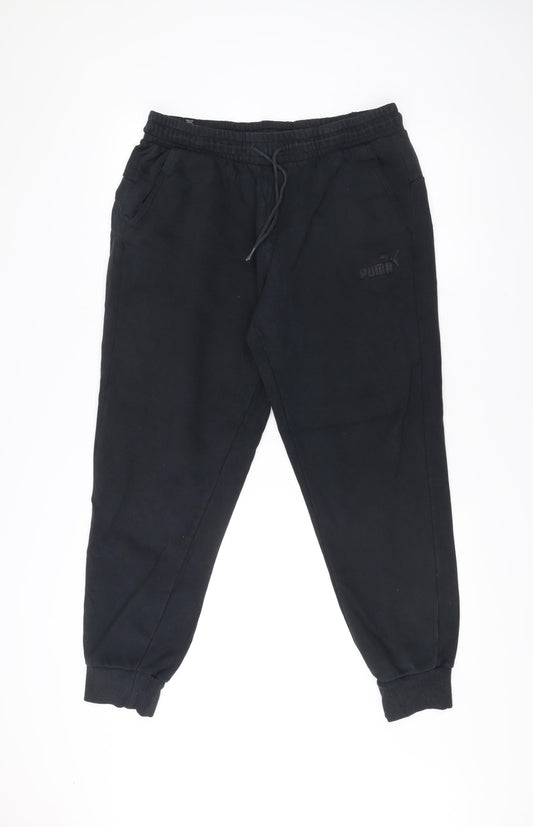 Puma Mens Black L Jogger Sweatpants Elastic Waist Pockets