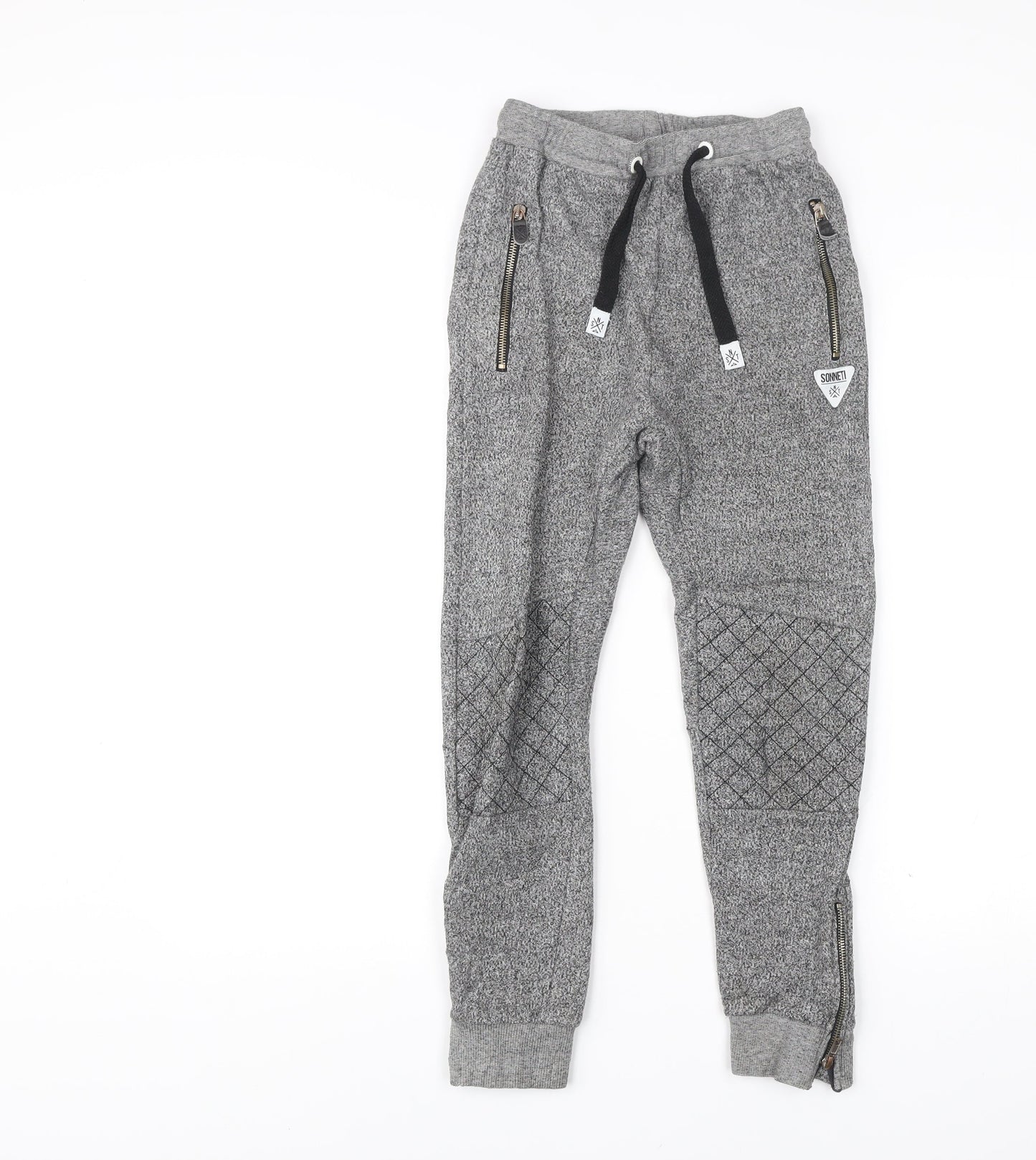 Sonneti Boys Grey Jogger Trousers 10-12 Years Cotton Blend Elastic Waist