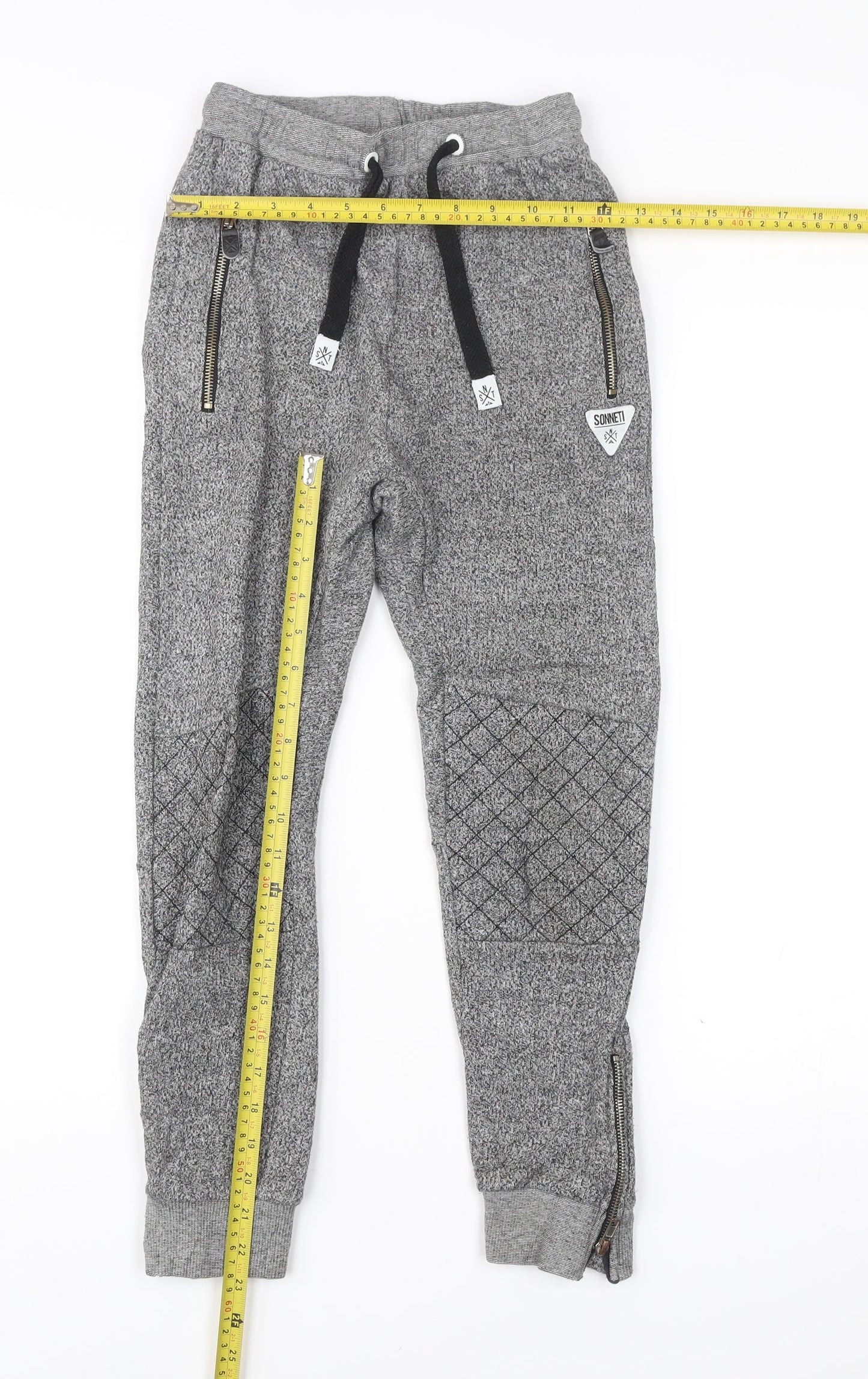 Sonneti Boys Grey Jogger Trousers 10-12 Years Cotton Blend Elastic Waist