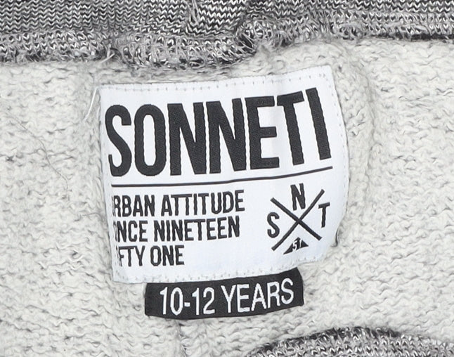 Sonneti Boys Grey Jogger Trousers 10-12 Years Cotton Blend Elastic Waist