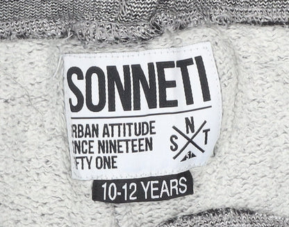 Sonneti Boys Grey Jogger Trousers 10-12 Years Cotton Blend Elastic Waist