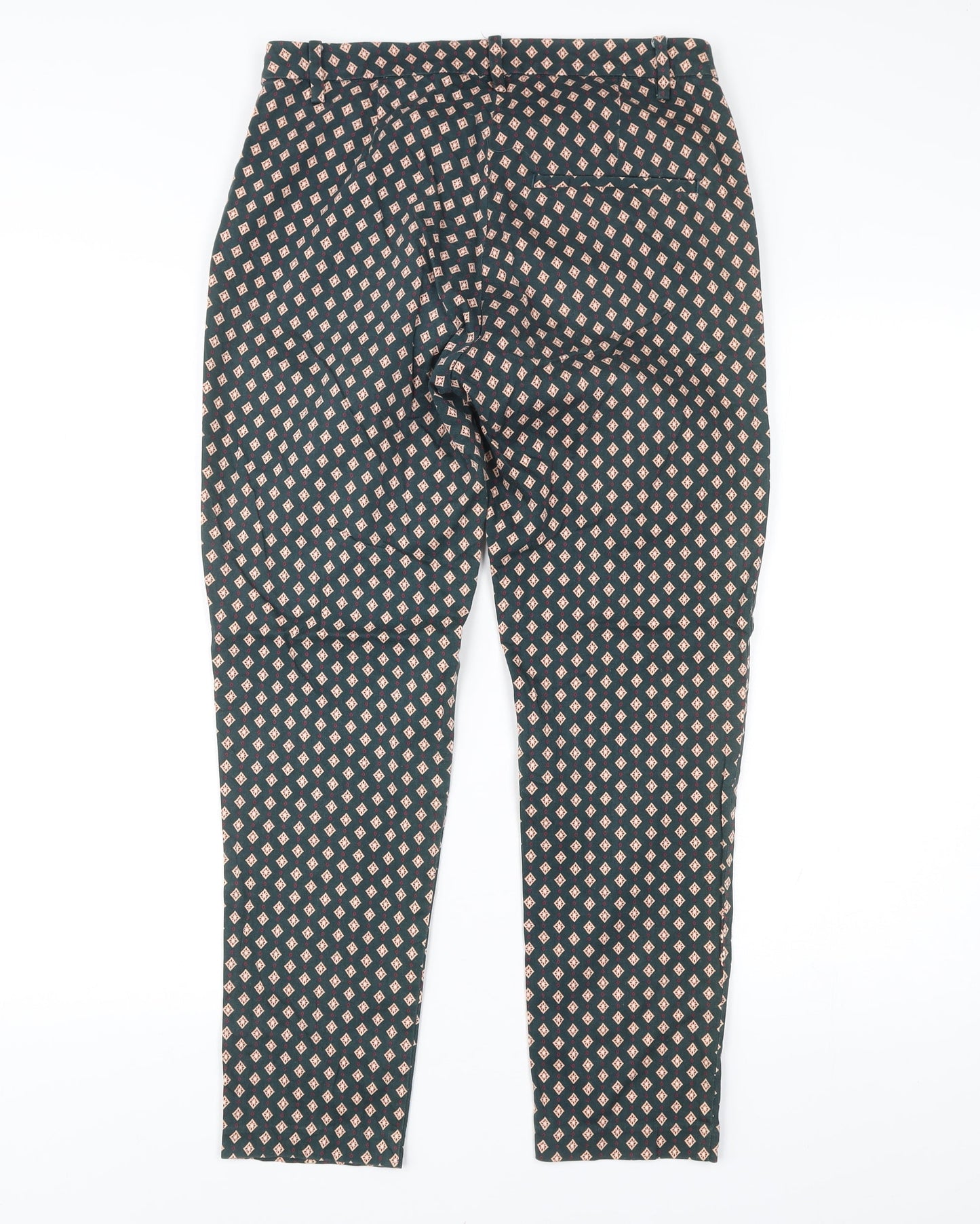 Womens UK Size 10 H&M Slim Fit Chino Green Trousers