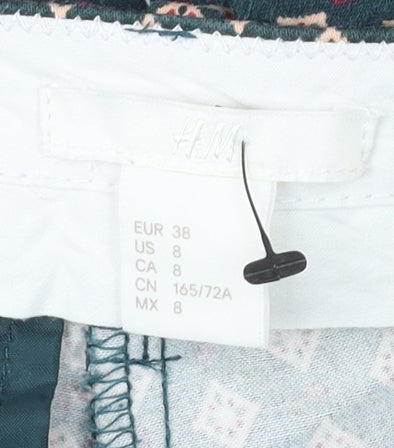 Womens UK Size 10 H&M Slim Fit Chino Green Trousers
