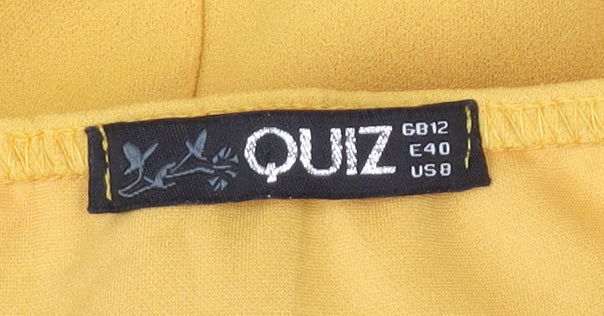 Quiz Women’s Yellow Ruffle Belted Wide-Leg Jumpsuit Size 12