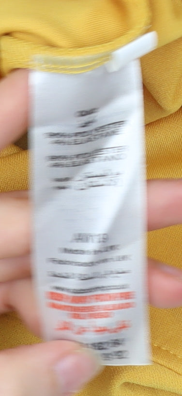 Quiz Women’s Yellow Ruffle Belted Wide-Leg Jumpsuit Size 12