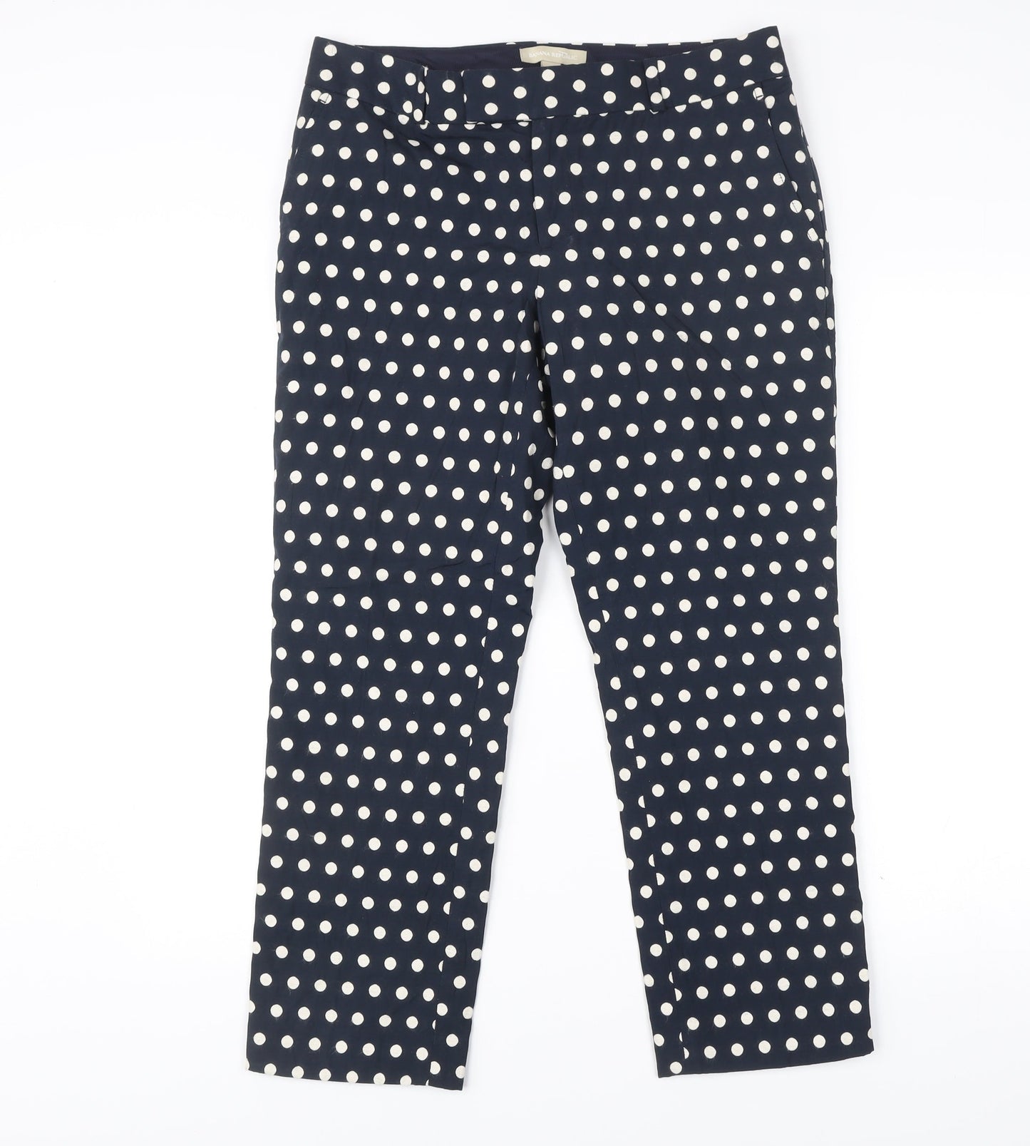 Banana Republic Women Blue Polka Dot Chino Trousers Size 10 Slim Fit