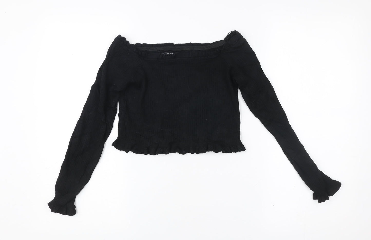 Womens UK Size 10 Threadbare Black Cropped Blouse