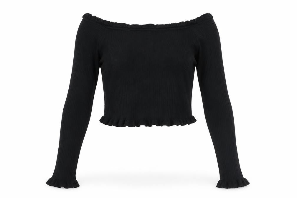 Womens UK Size 10 Threadbare Black Cropped Blouse