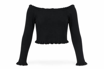 Womens UK Size 10 Threadbare Black Cropped Blouse