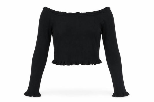 Womens UK Size 10 Threadbare Black Cropped Blouse