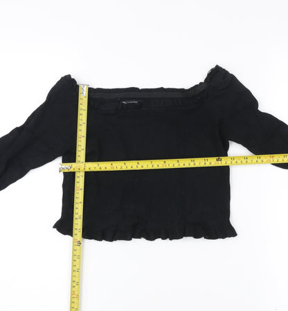 Womens UK Size 10 Threadbare Black Cropped Blouse