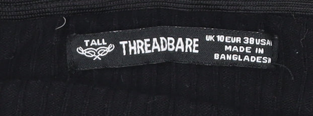 Womens UK Size 10 Threadbare Black Cropped Blouse