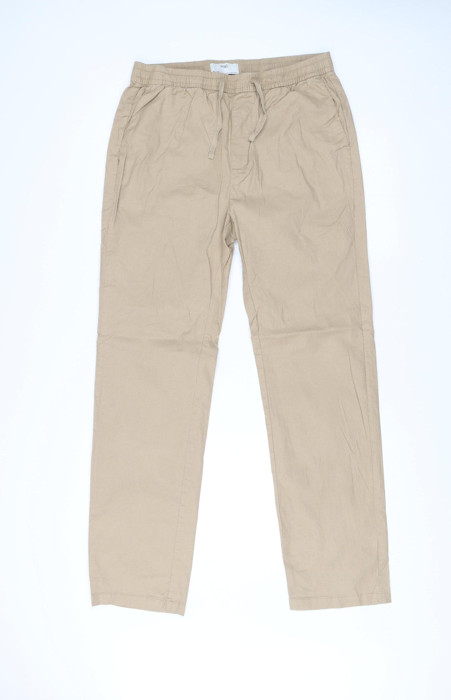 Marks and Spencer Mens Beige Chino Trousers M Regular Fit