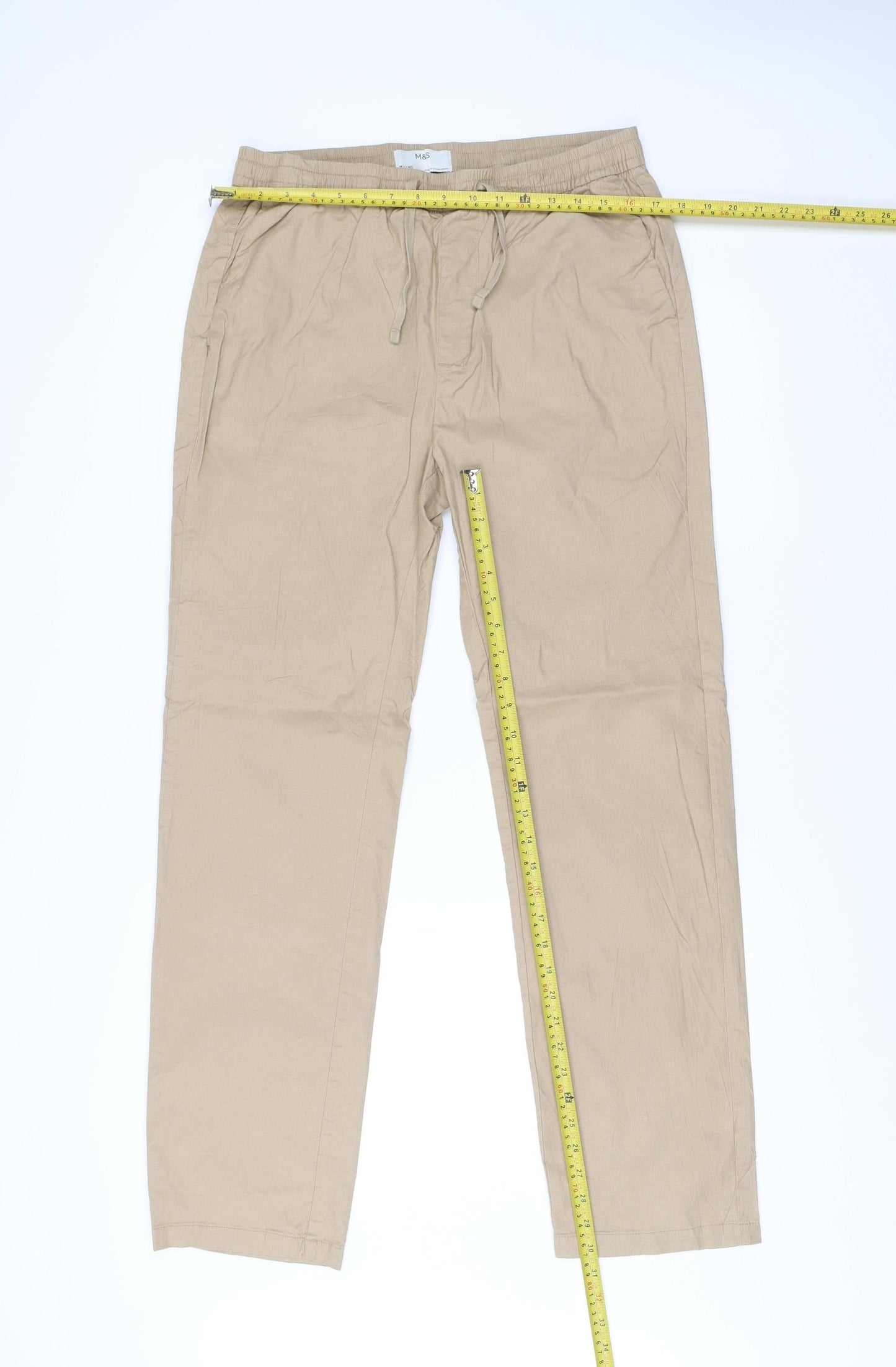 Marks and Spencer Mens Beige Chino Trousers M Regular Fit