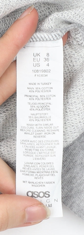 Womens UK Size 8 ASOS DESIGN Grey Pullover Sweatshirt