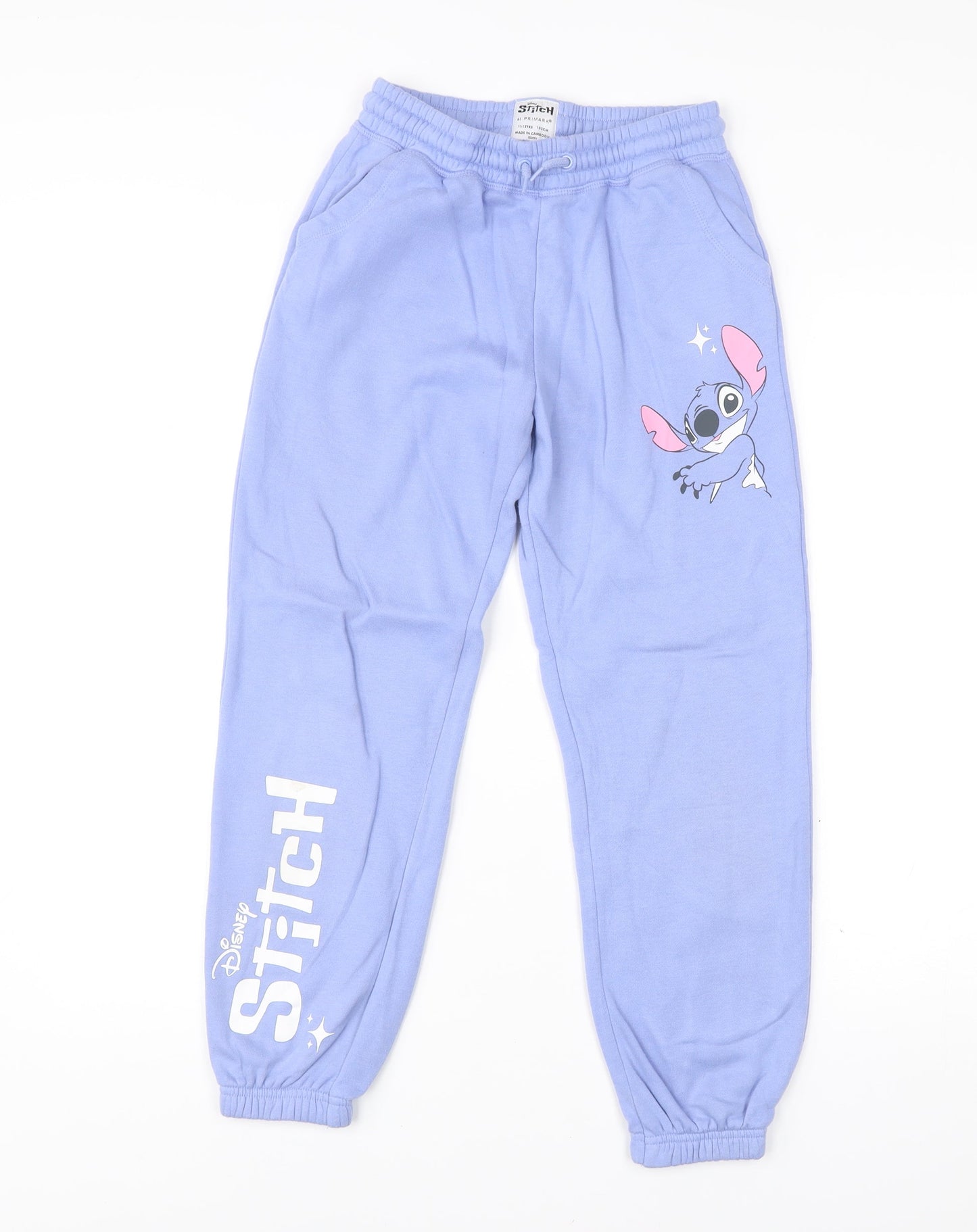 Disney Stitch Girls Blue Jogger Sweatpants 11-12 Years Primark Cotton Blend