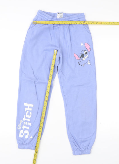 Disney Stitch Girls Blue Jogger Sweatpants 11-12 Years Primark Cotton Blend