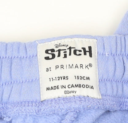 Disney Stitch Girls Blue Jogger Sweatpants 11-12 Years Primark Cotton Blend