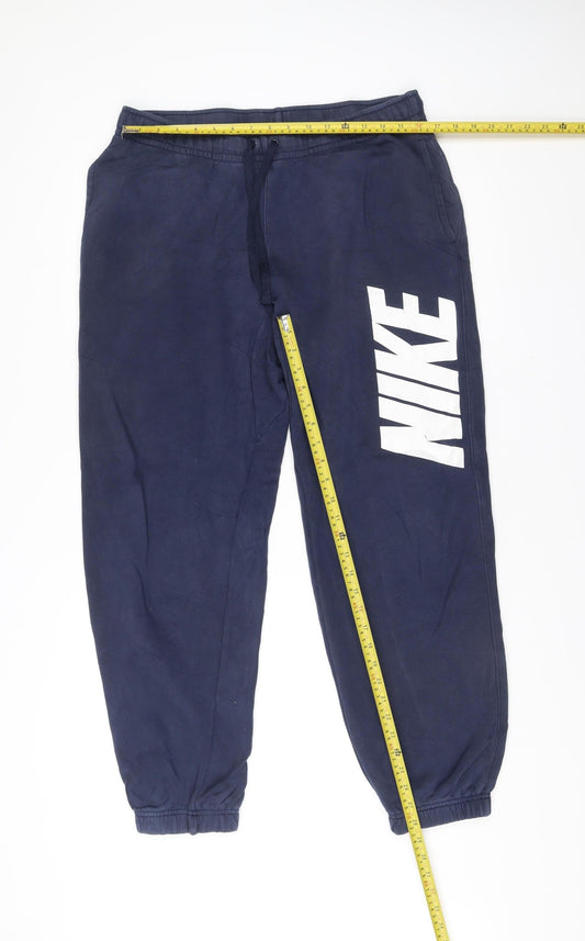Nike Men's Blue Jogger Sweatpants L Elastic Waist Pockets Activewear