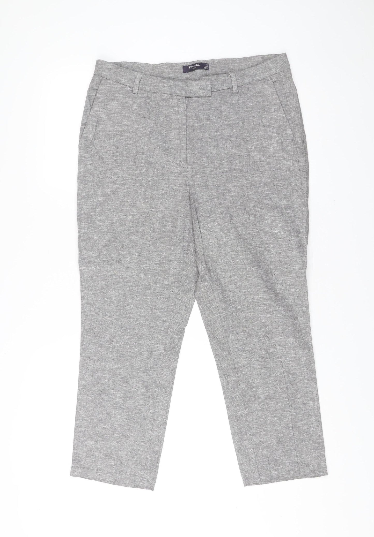 Womens UK Size 14 Marks and Spencer Slim Fit Chino Grey Trousers