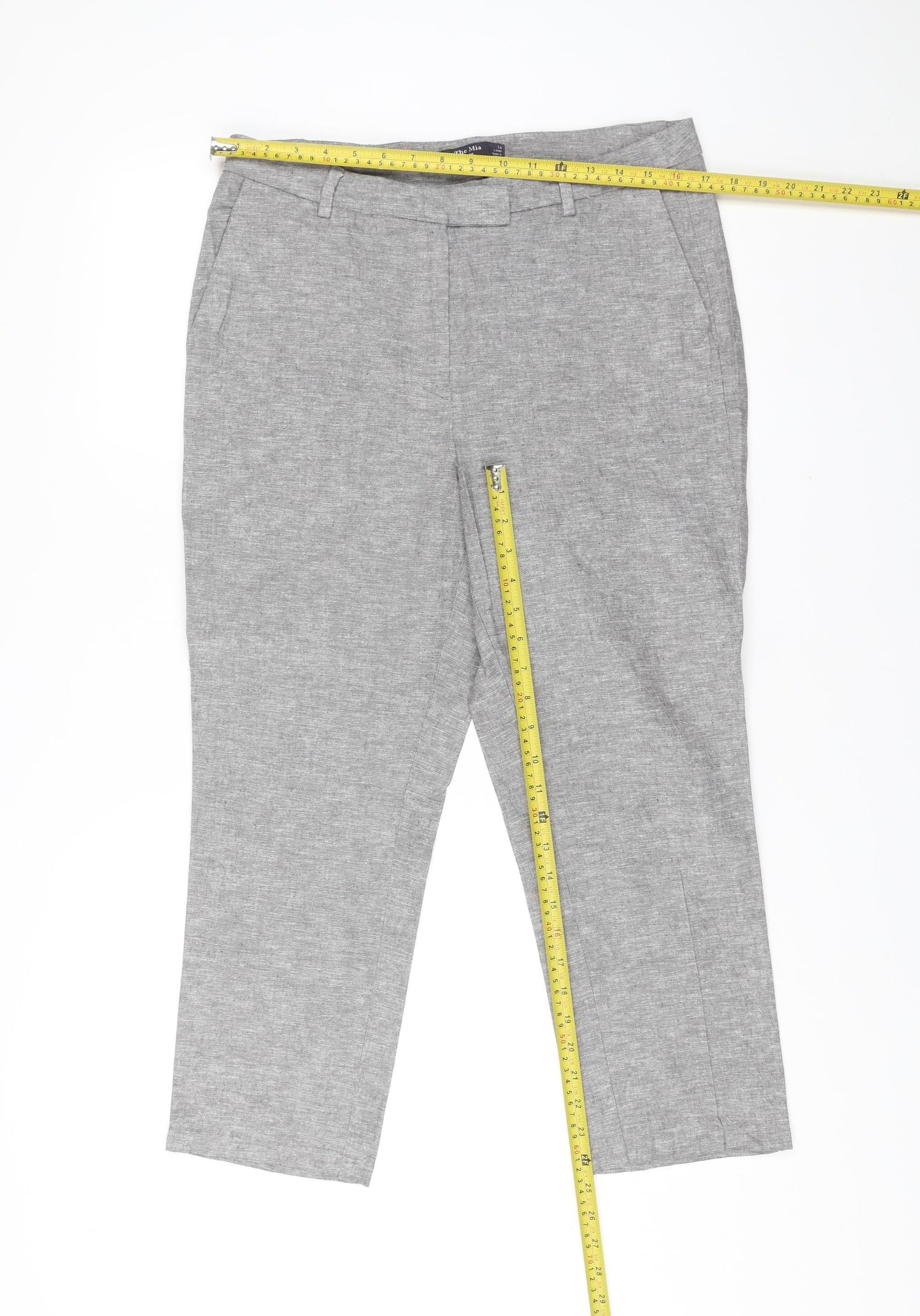 Womens UK Size 14 Marks and Spencer Slim Fit Chino Grey Trousers