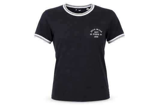 Womens UK Size S Jack Wills Black Ringer T-Shirt