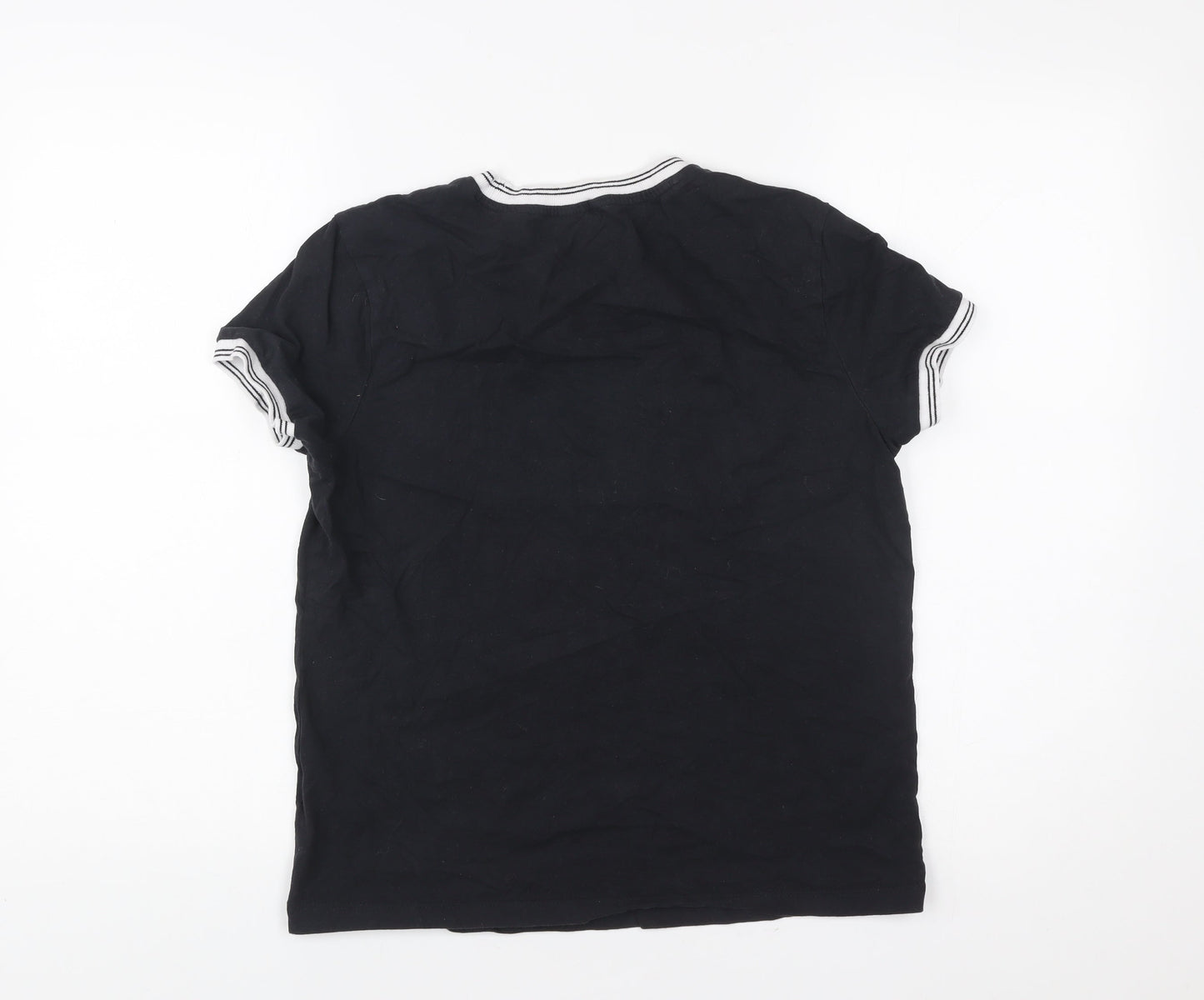 Jack Wills Womens Black Ringer T-Shirt Size S Cotton Casual
