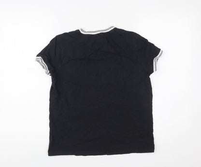 Jack Wills Womens Black Ringer T-Shirt Size S Cotton Casual