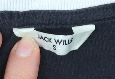 Jack Wills Womens Black Ringer T-Shirt Size S Cotton Casual