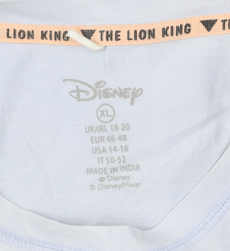 Womens UK Size XL Disney Blue Basic T-Shirt