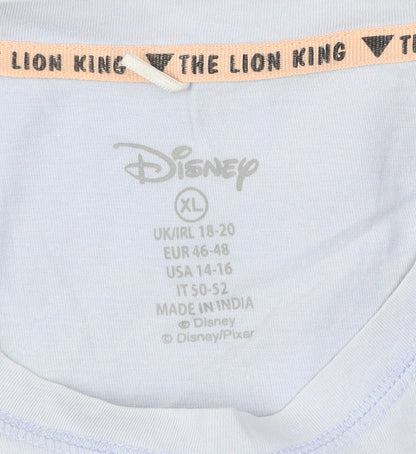 Womens UK Size XL Disney Blue Basic T-Shirt