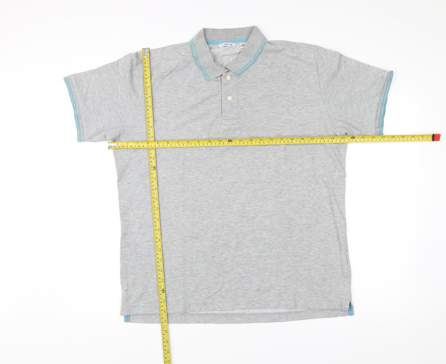 Uniqlo Men’s Grey Polo Shirt Size L Short Sleeve Cotton Blend