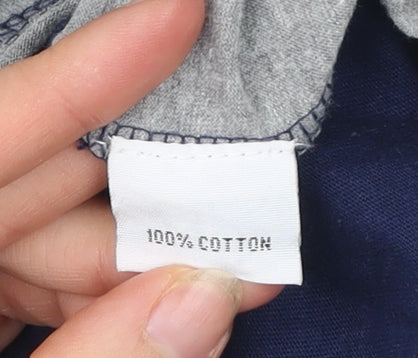 Egan Men's Blue Grey Striped Cotton Polo Shirt Size L