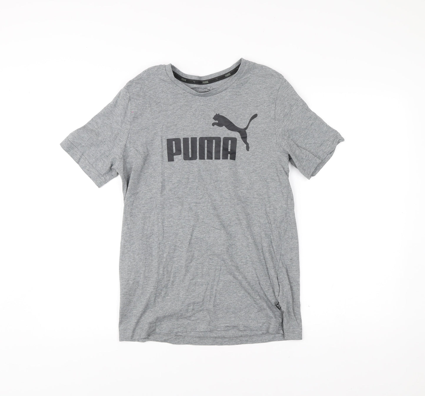 Puma Men's Grey Small Crew Neck Short Sleeve Sports Logo T-Shirt